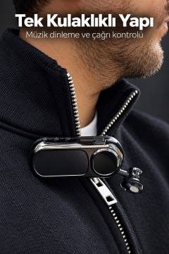 Yaka Klipsli Makaralı Bluetooth Tek Kulaklık