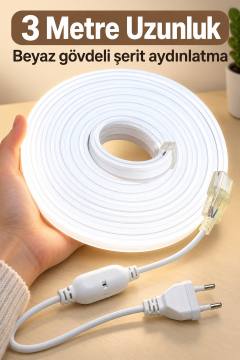 Fişli Şerit Aydınlatma Beyaz Işık 3 Metre