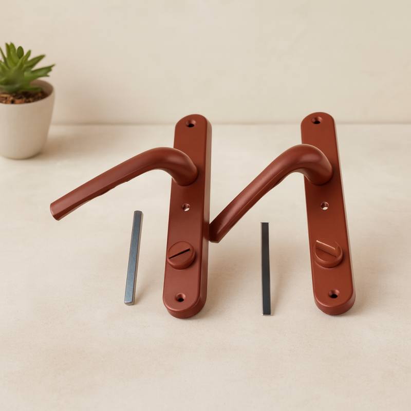 Kahverengi PVC Kilitli Banyo WC Kapı Kolu