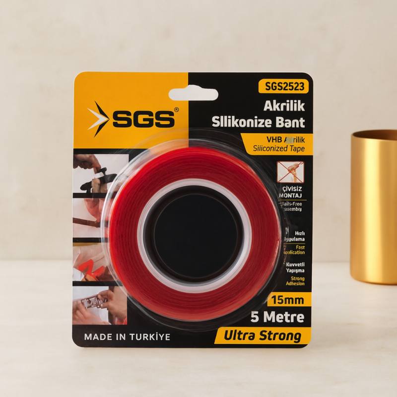 Akrilik Silikonize Çift Taraflı Bant 15 mm x 5 yd