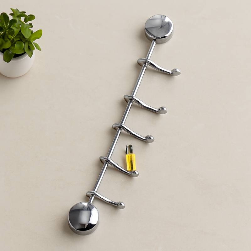 Krom 6 Kollu Banyo Askısı - Vidalı Montaj