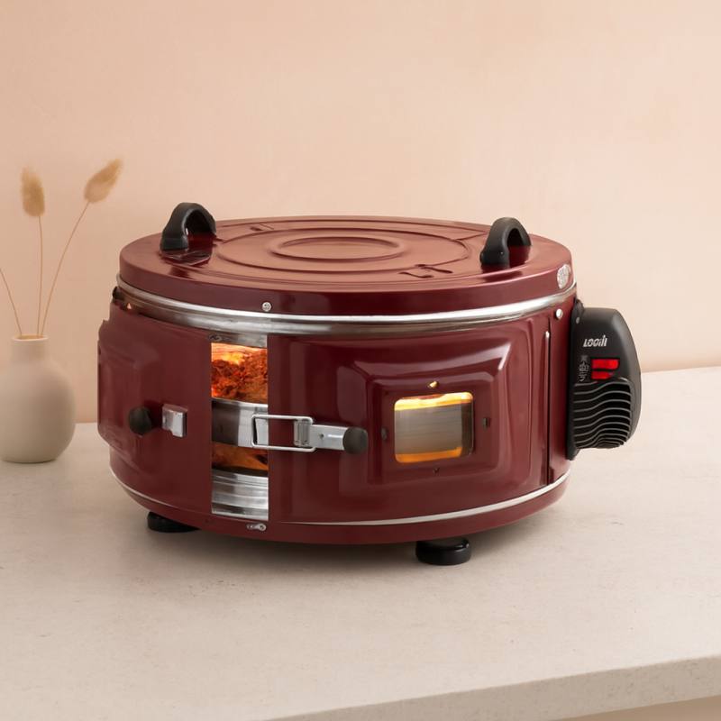 Yuvarlak davul fırın 1100W 46 cm - alüminyum tepsi, ön gözlem camı