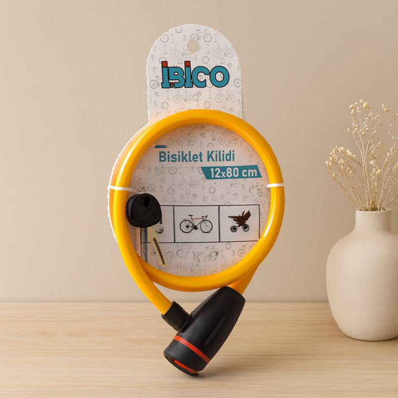 Bisiklet Kilidi Çelik Tel 12 mm x 80 cm Anahtarlı