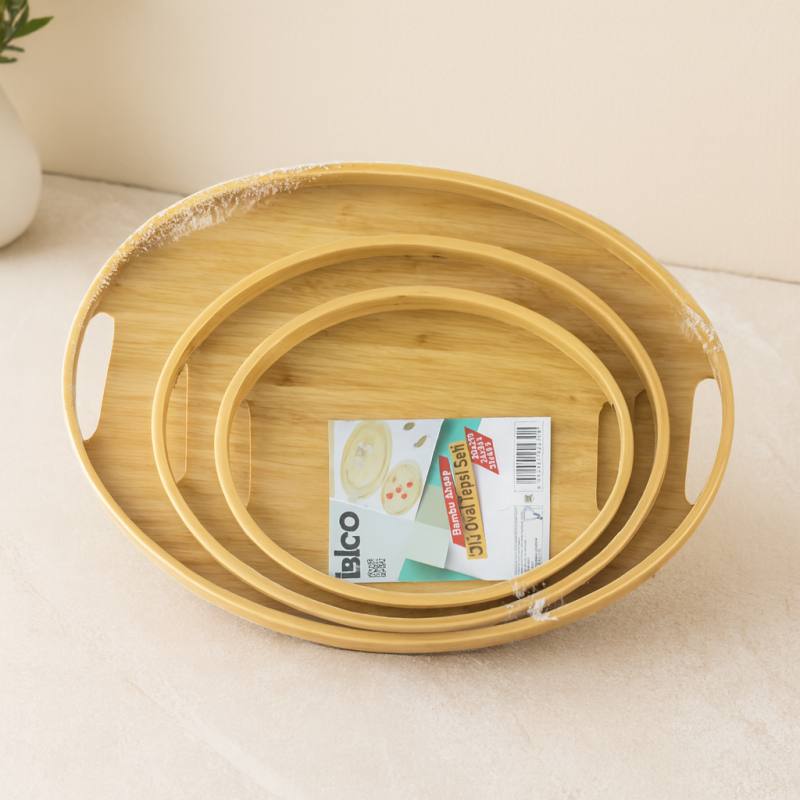 Bambu Ahşap Oval Tepsi 3 Boy