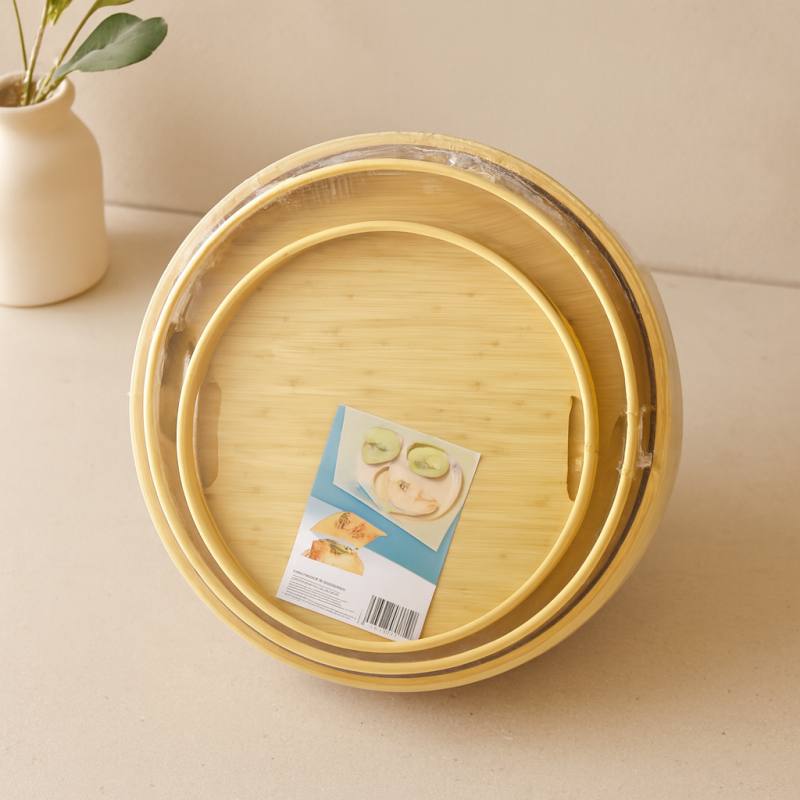 Bambu Ahşap Yuvarlak Tepsi