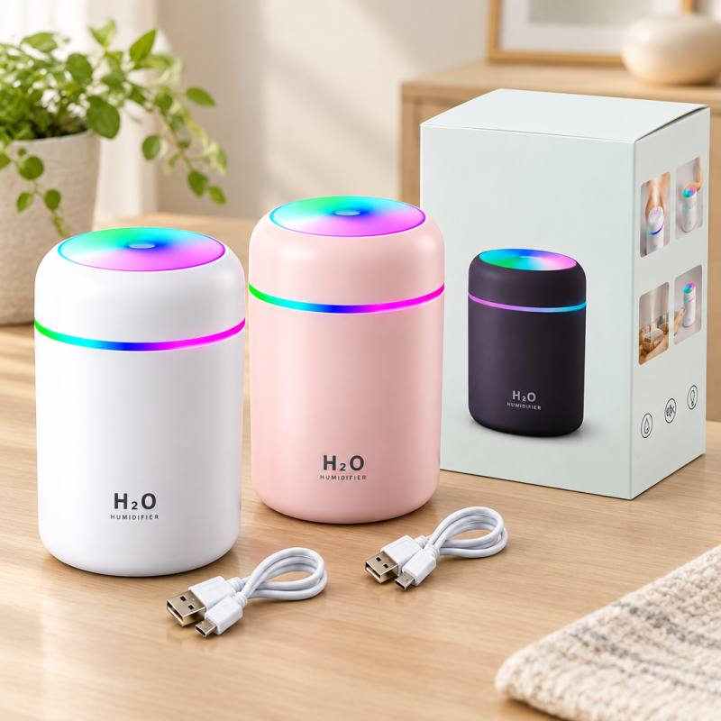 Mini USB Hava Nemlendirici 300ml - Işıklı Taşınabilir Aroma Difüzör