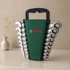 8 Parça 8-19 mm Kombine Anahtar Takımı (Plastik Standlı, Taşıma Aparatlı)