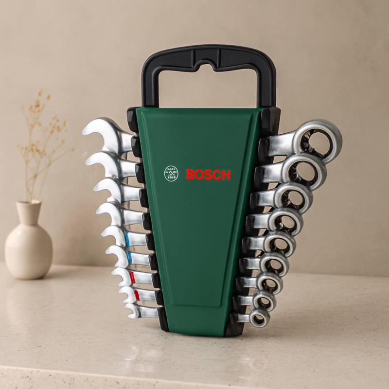 8 Parça 8-19 mm Kombine Anahtar Takımı (Plastik Standlı, Taşıma Aparatlı)