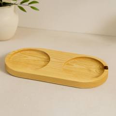 Ahşap 2 Bölmeli Oval Yağdanlık Altlık 27x12,5 cm