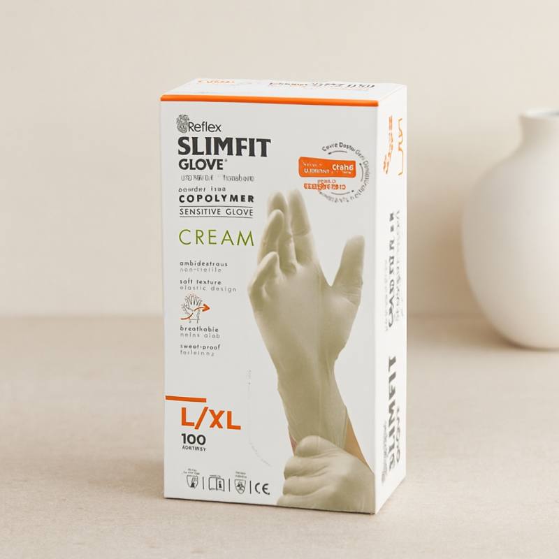 Pudrasız Slimfit Muayene Eldiveni L-XL Krem