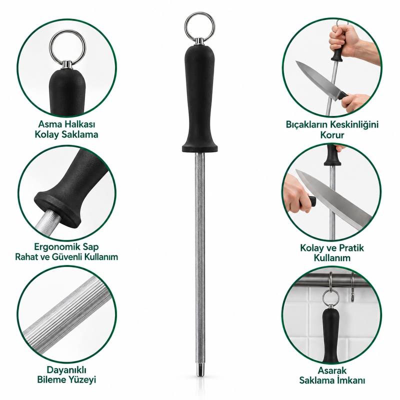 Bıçak Bileme Taşı 30 cm Metal Askılı