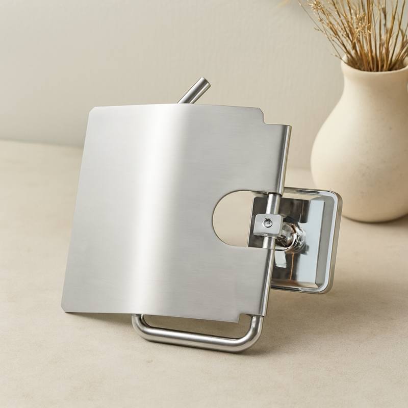 Geniş Kapaklı Metal WC Kağıtlığı (Yapışkanlı Montaj)