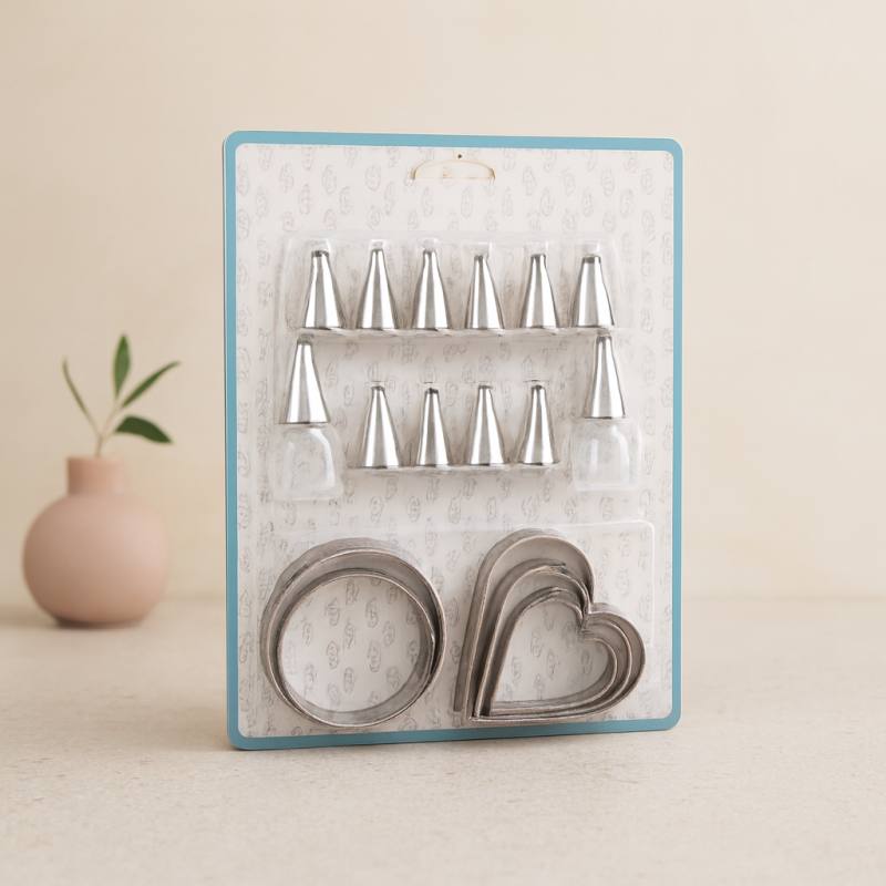Metal Pasta Süsleme Uç ve Kurabiye Kalıbı Seti